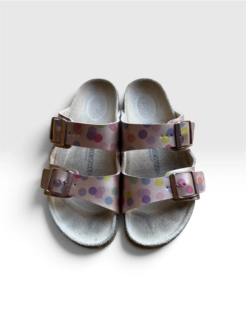 EUC Birkenstock Arizona Kids Metallic Polka Dot Sandals (34 / Big Kids 3-3.5)
